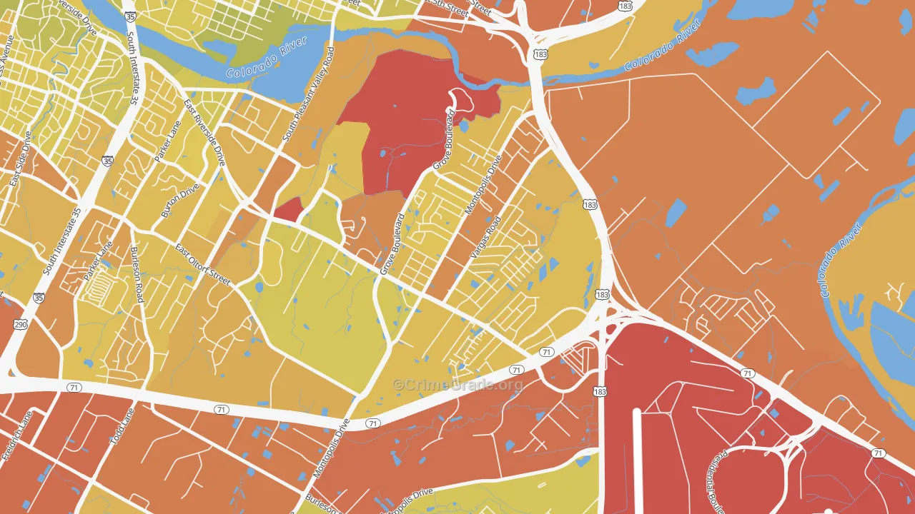 Montopolis, Austin, TX Map of Vehicle Theft Rates