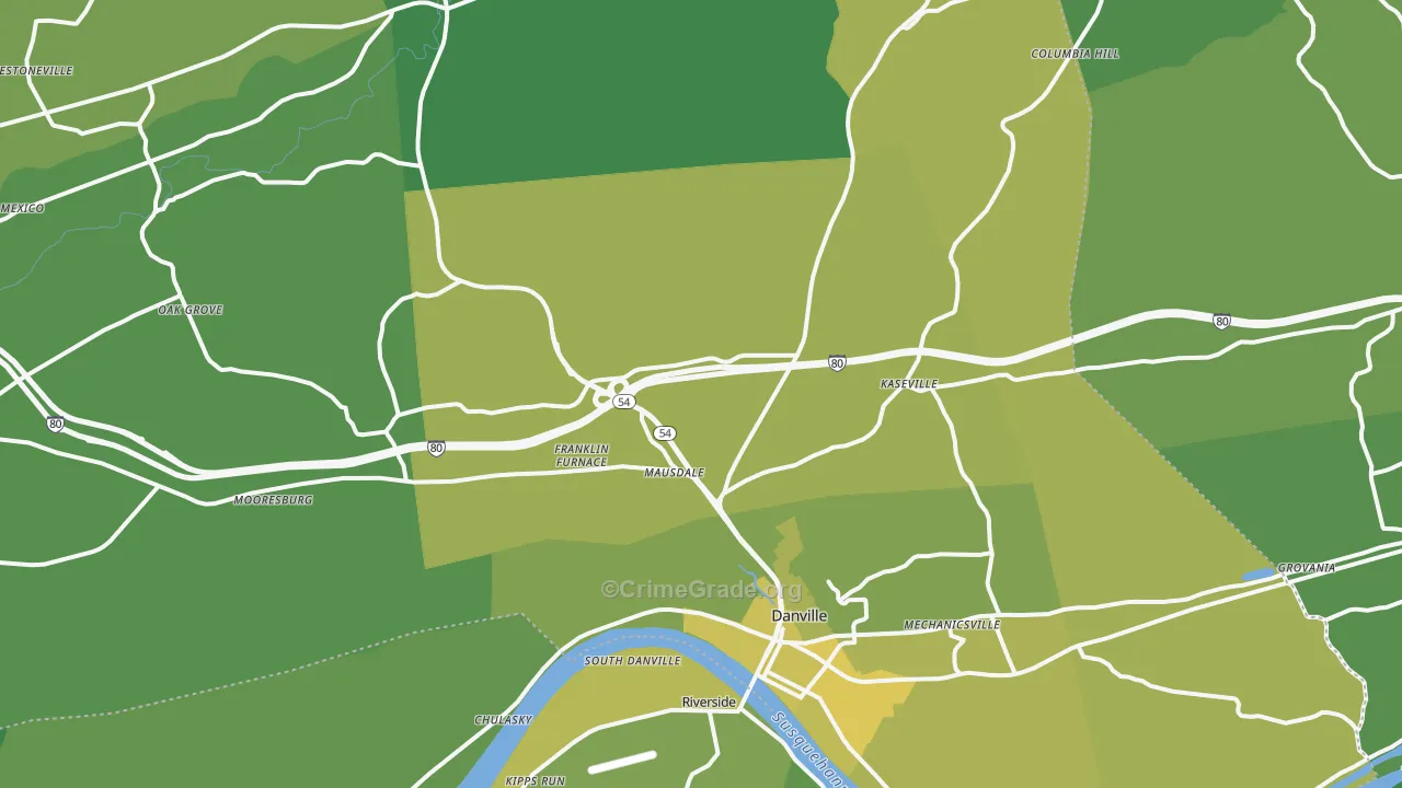 Montour County, PA Map of Vehicle Theft Rates