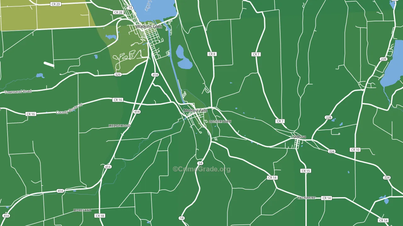 Montour Falls, NY Map of Vehicle Theft Rates