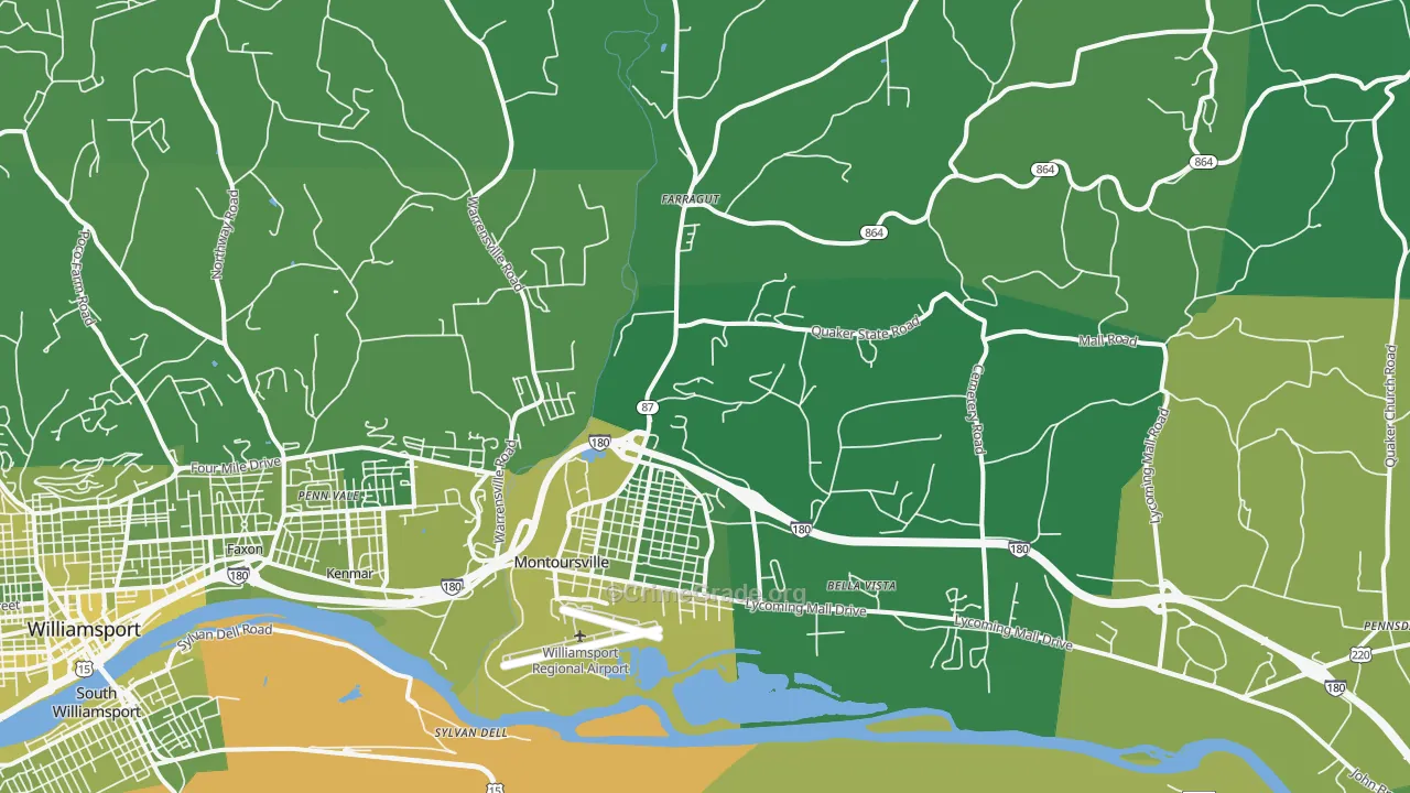 Montoursville, PA Map of Vehicle Theft Rates