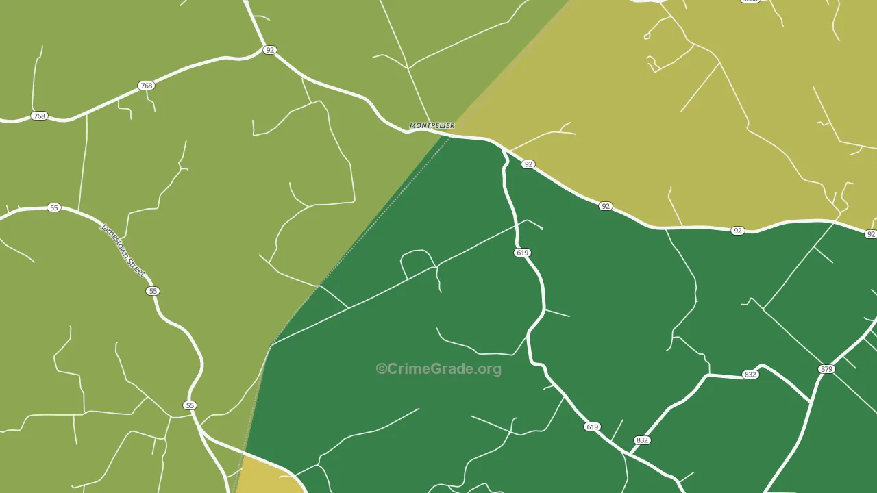 Montpelier, KY Map of Vehicle Theft Rates