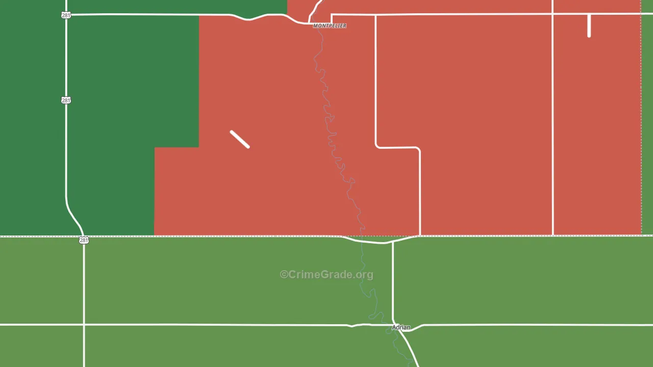 Montpelier, ND Map of Vehicle Theft Rates
