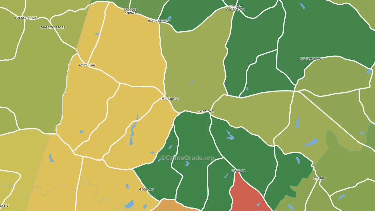 Montpelier, VA Map of Vehicle Theft Rates