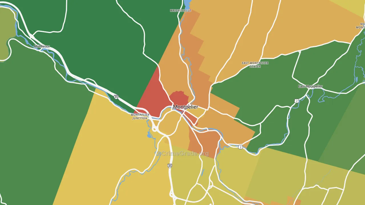 Montpelier, VT Map of Vehicle Theft Rates