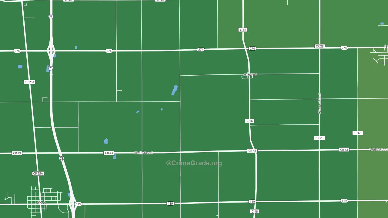 Montra, OH Map of Vehicle Theft Rates