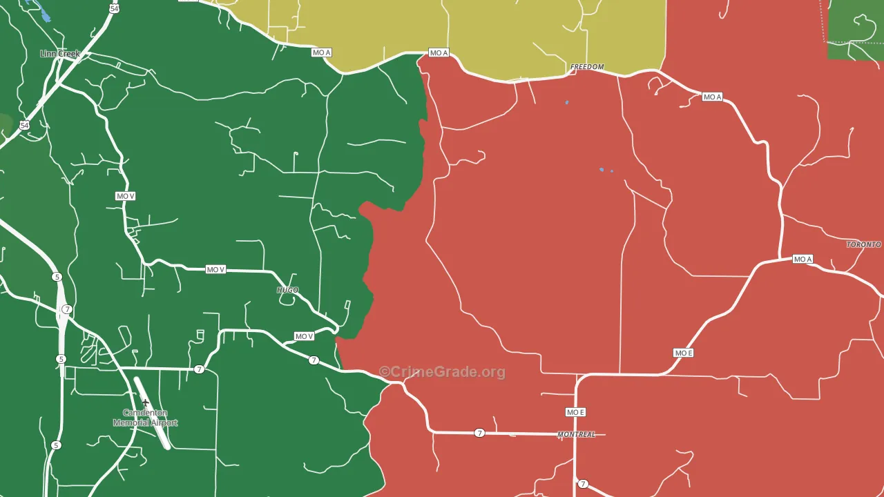 Montreal, MO Map of Vehicle Theft Rates