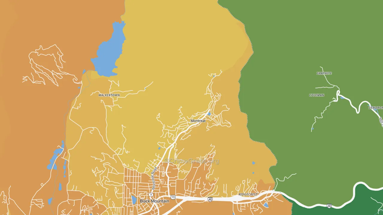 Montreat, NC Map of Vehicle Theft Rates