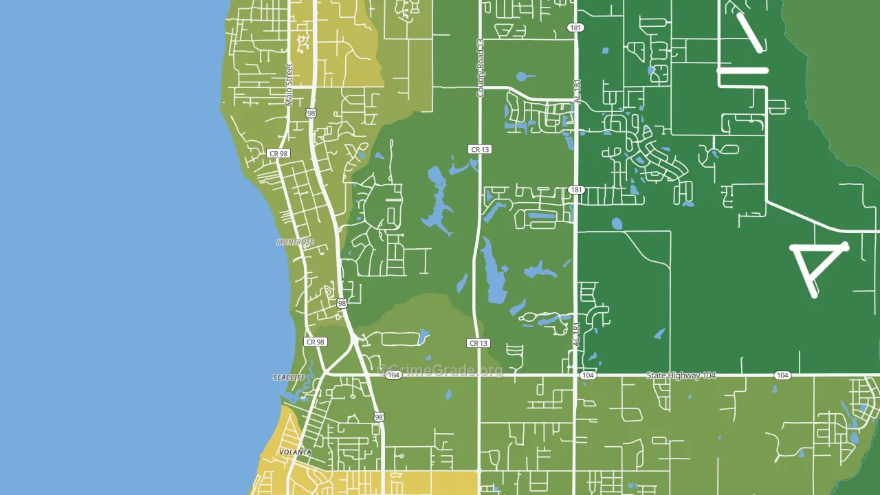 Montrose, AL Map of Vehicle Theft Rates