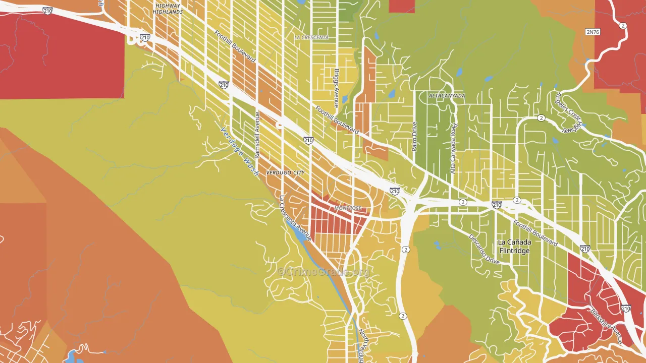 Montrose, CA Map of Vehicle Theft Rates