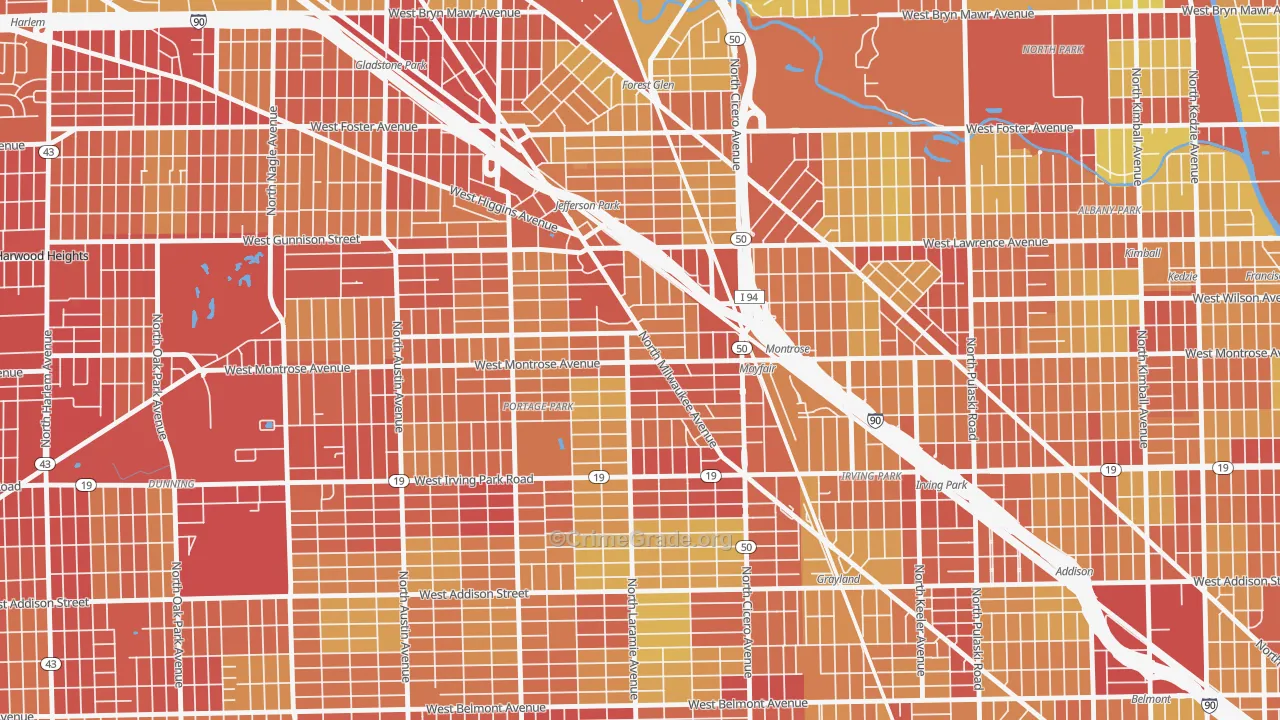 Montrose, Chicago, IL Map of Vehicle Theft Rates