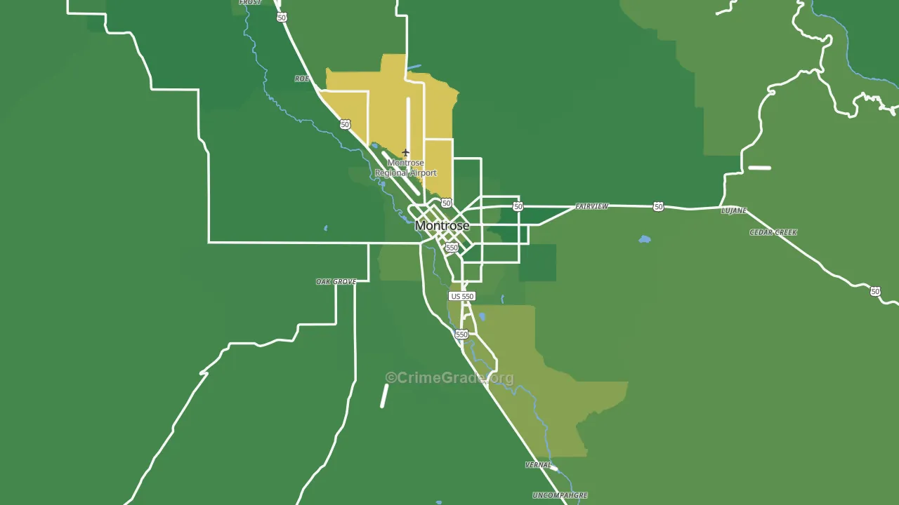 Montrose, CO Map of Vehicle Theft Rates