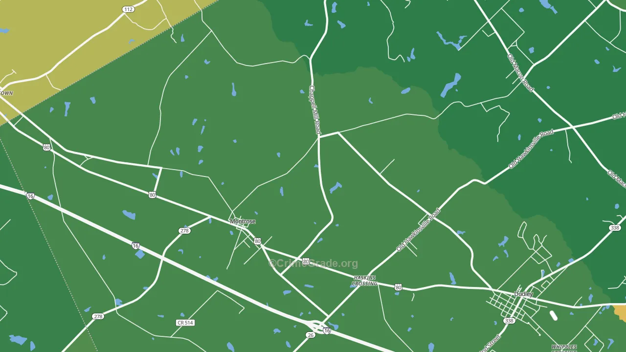 Montrose, GA Map of Vehicle Theft Rates