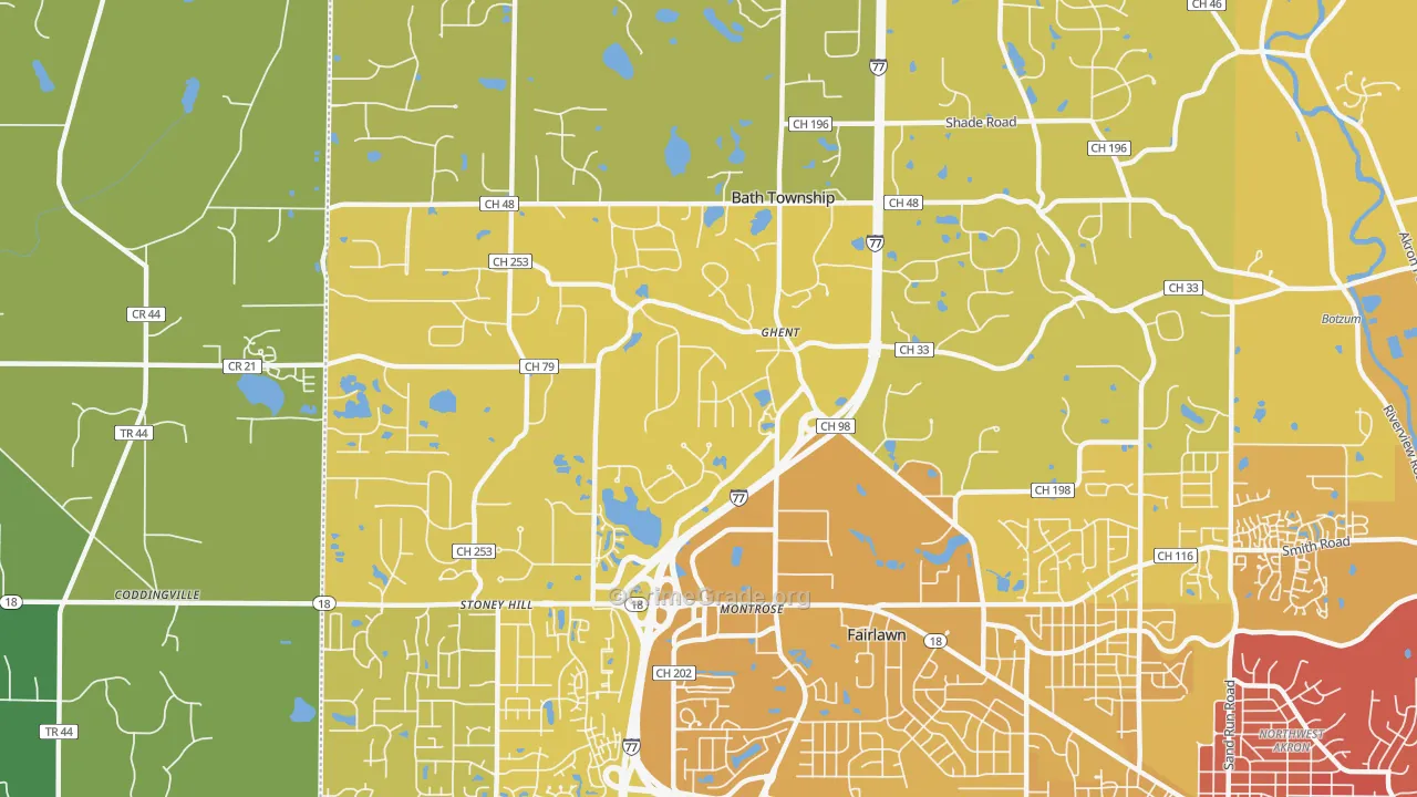 Montrose-Ghent, OH Map of Vehicle Theft Rates