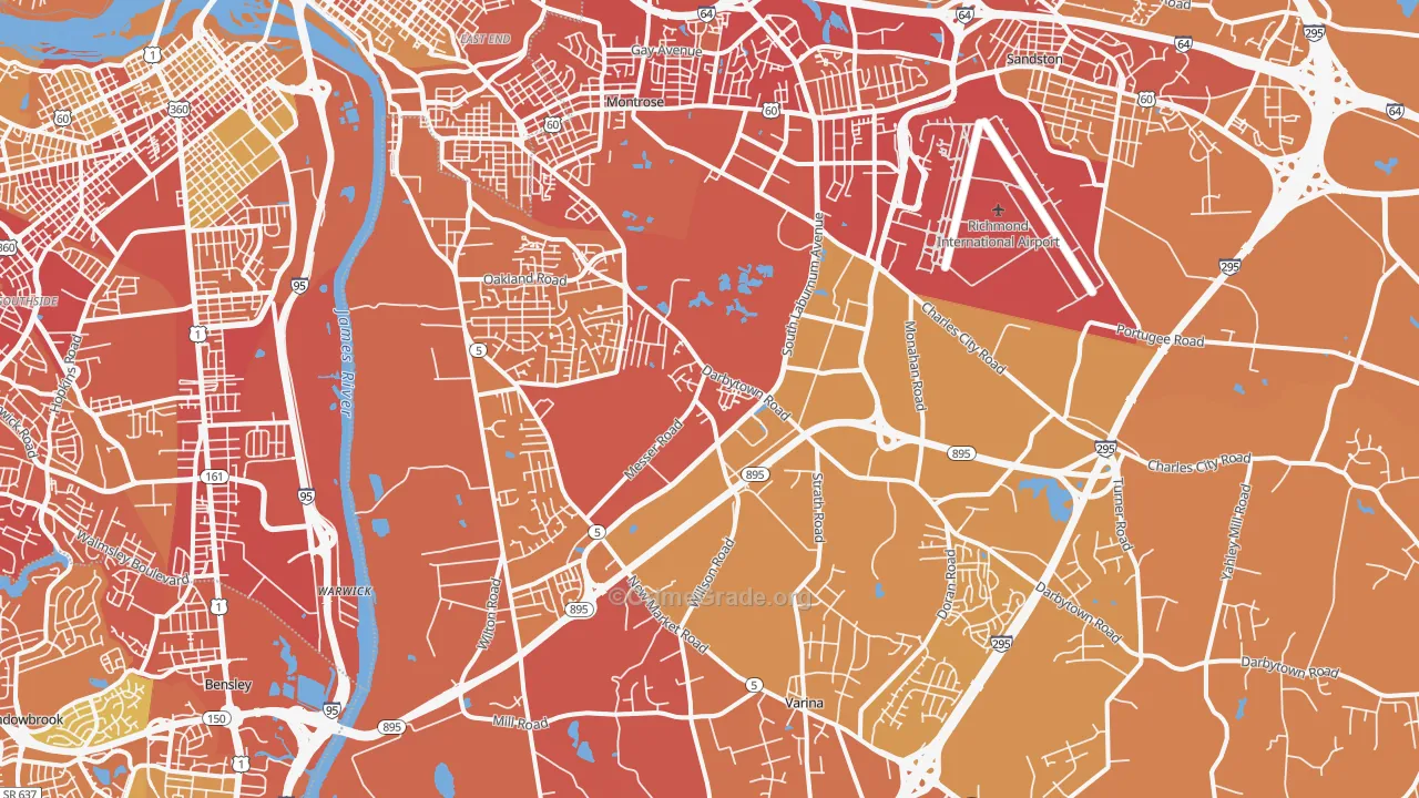 Montrose Heights, VA Map of Vehicle Theft Rates