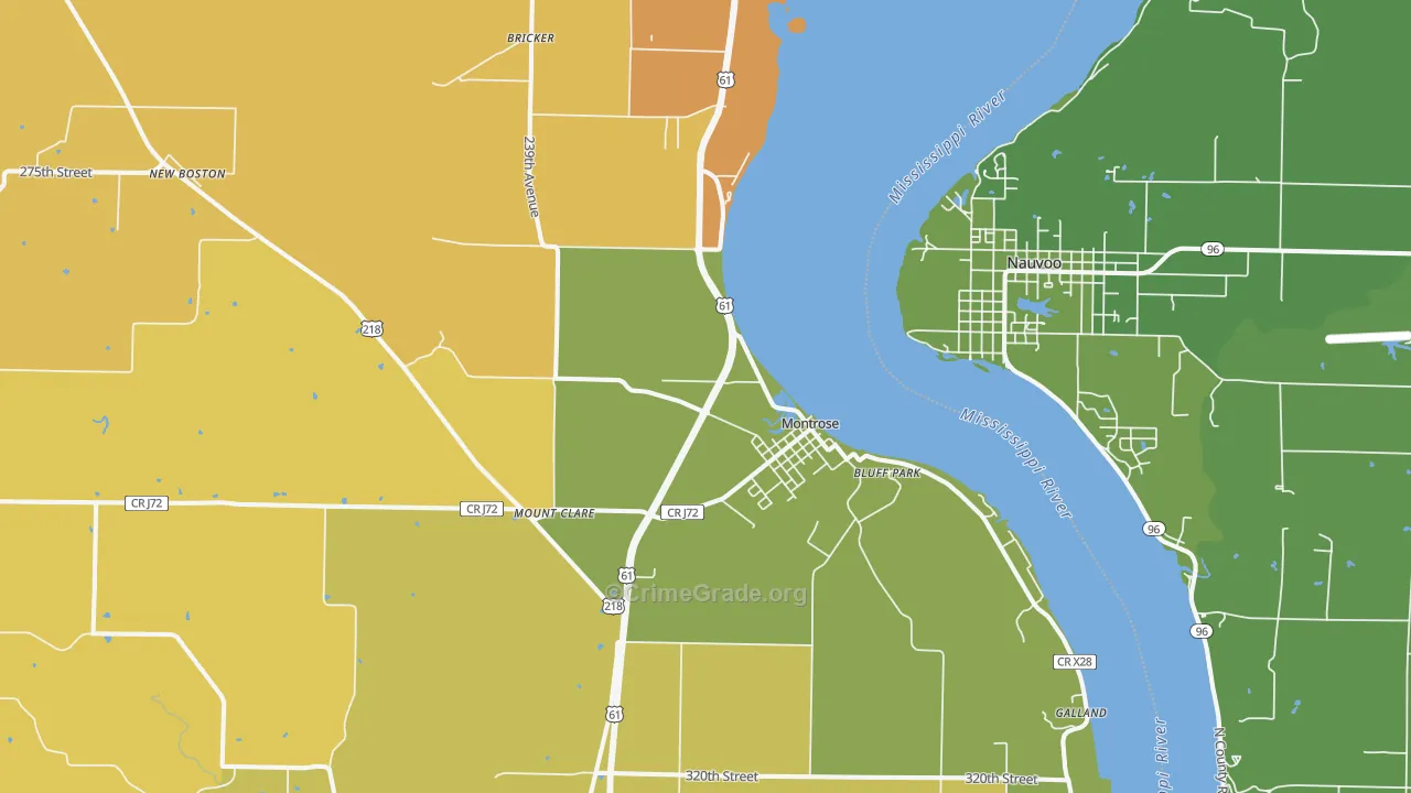 Montrose, IA Map of Vehicle Theft Rates