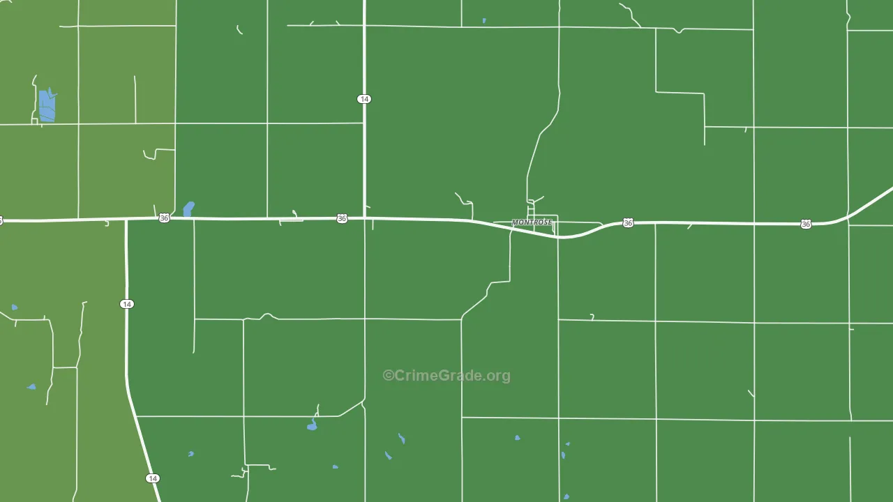 Montrose, KS Map of Vehicle Theft Rates