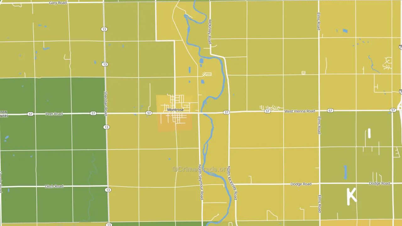 Montrose, MI Map of Vehicle Theft Rates