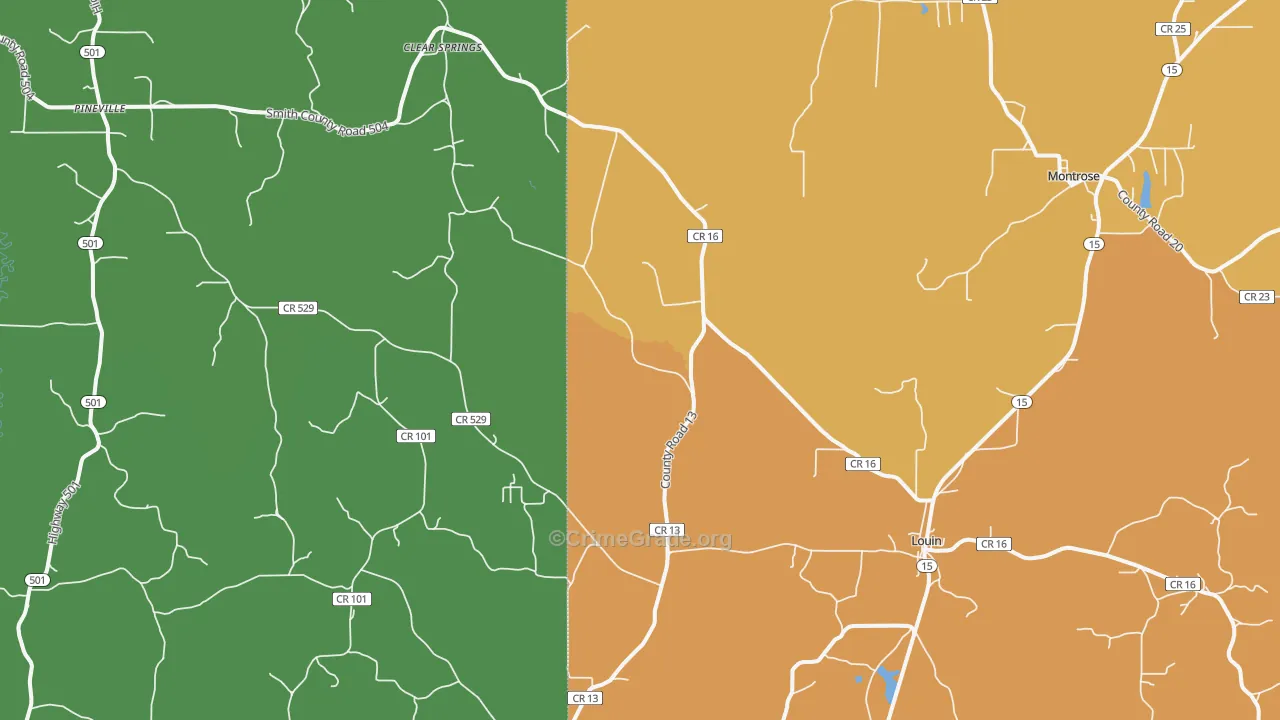 Montrose, MS Map of Vehicle Theft Rates