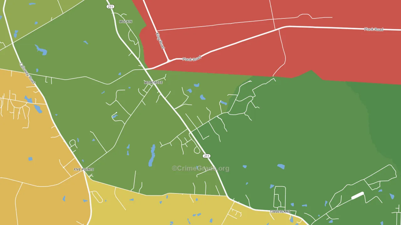 Montrose, NC Map of Vehicle Theft Rates