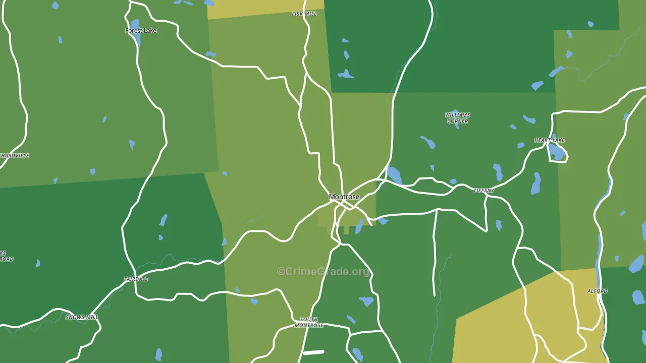 Montrose, PA Map of Vehicle Theft Rates
