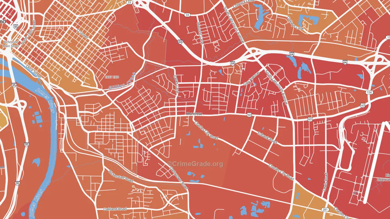 Montrose, VA Map of Vehicle Theft Rates