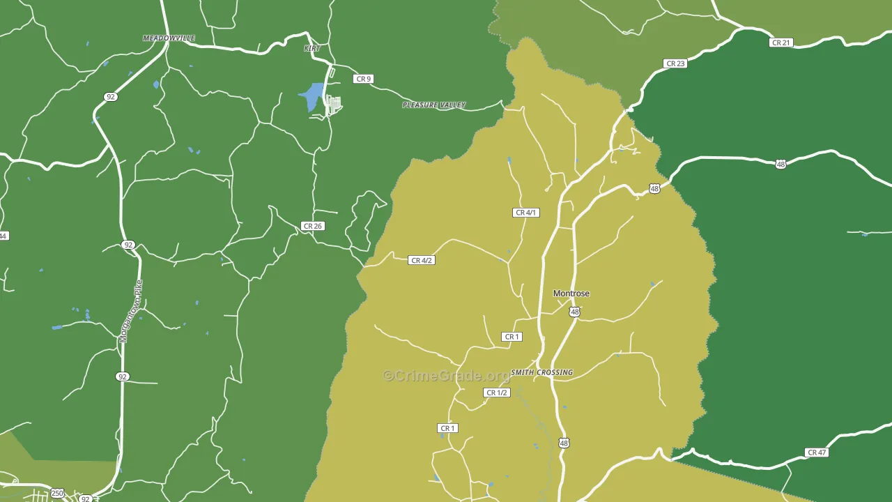 Montrose, WV Map of Vehicle Theft Rates