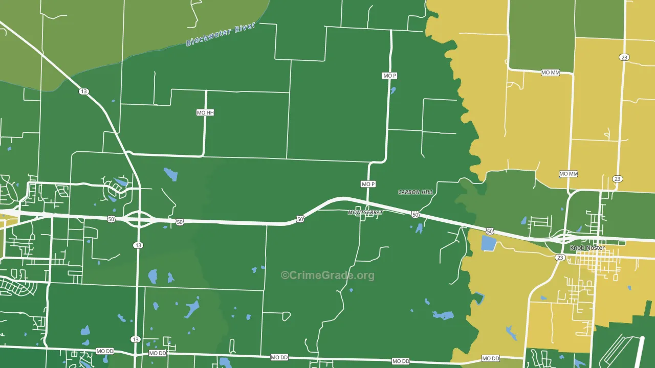 Montserrat, MO Map of Vehicle Theft Rates