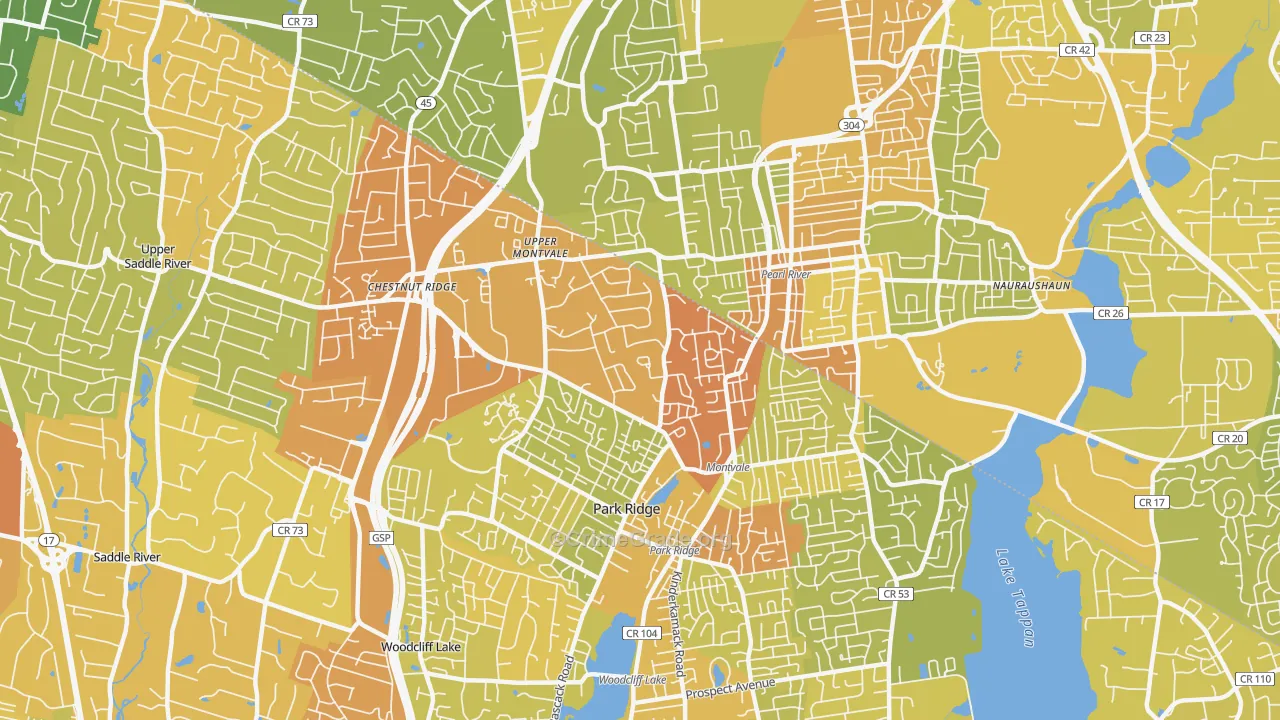 Montvale, NJ Map of Vehicle Theft Rates