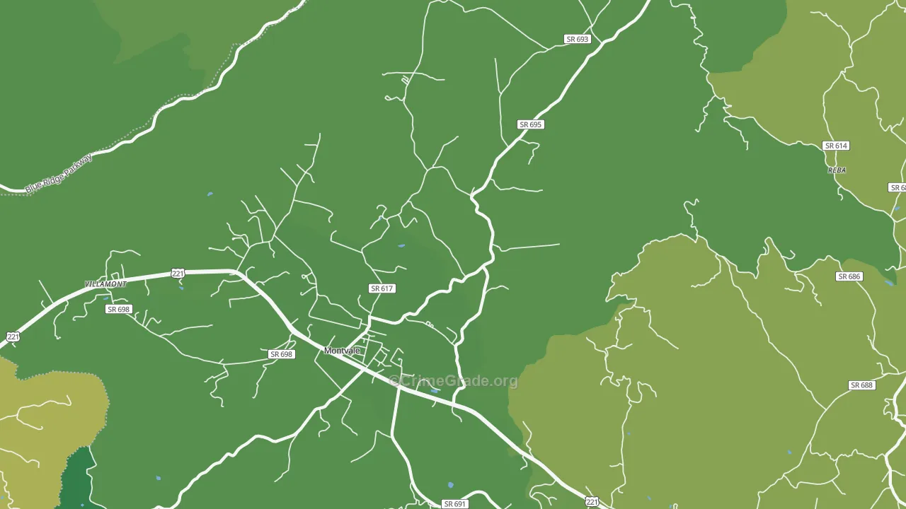 Montvale, VA Map of Vehicle Theft Rates