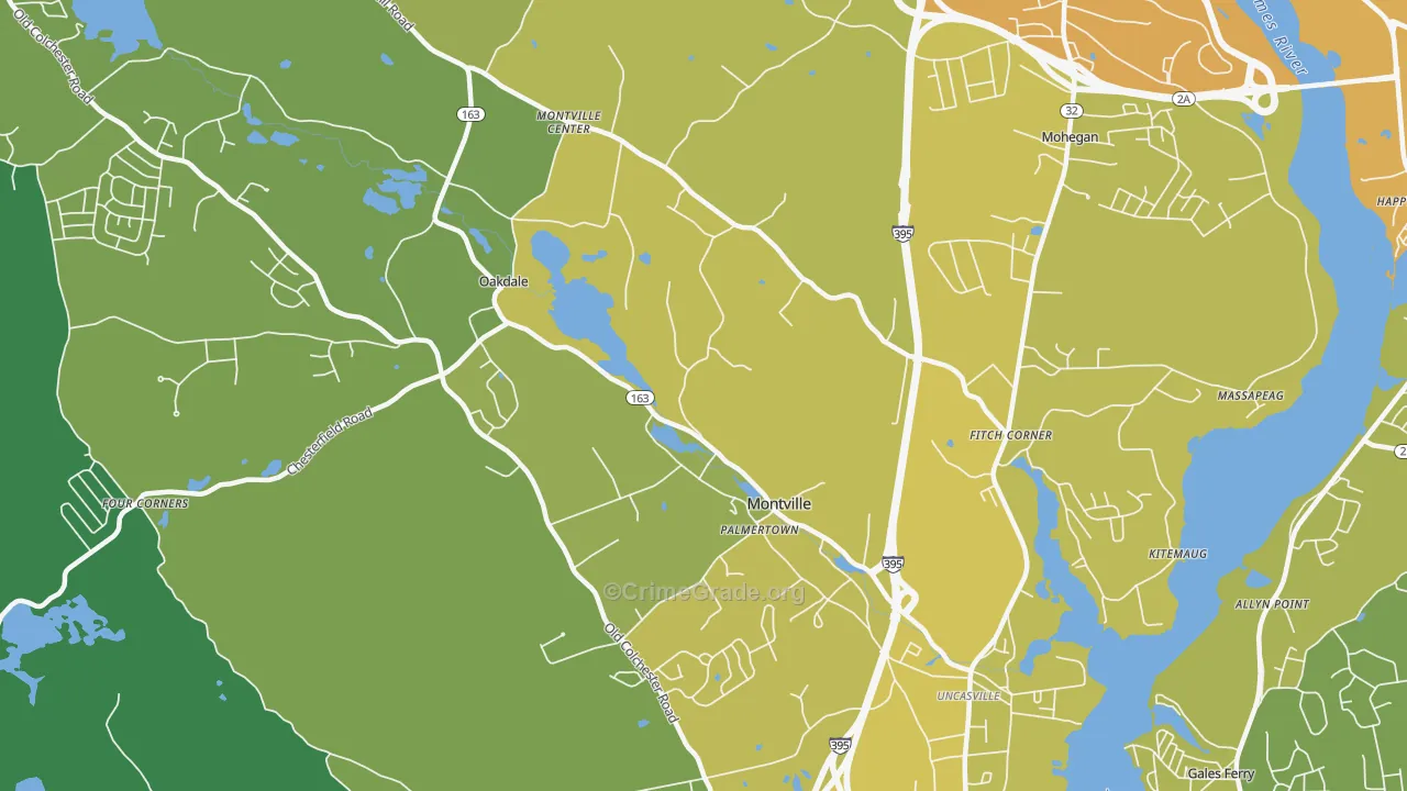 Montville, CT Map of Vehicle Theft Rates