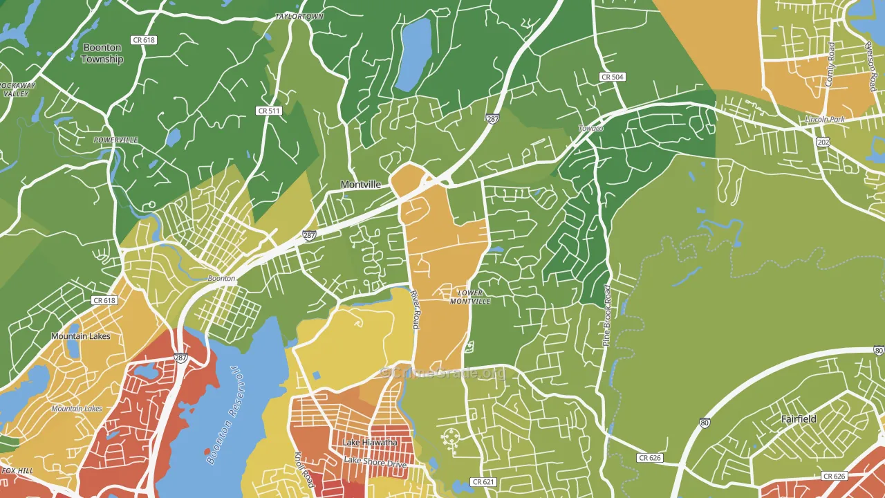 Montville, NJ Map of Vehicle Theft Rates