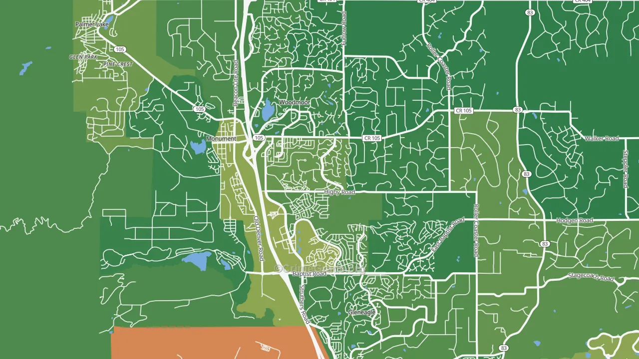 Monument, CO Map of Vehicle Theft Rates