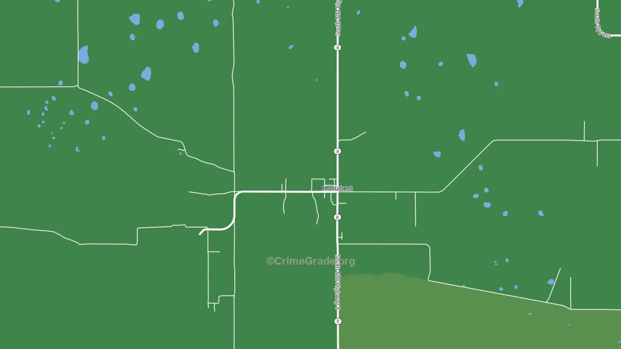 Monument, NM Map of Vehicle Theft Rates