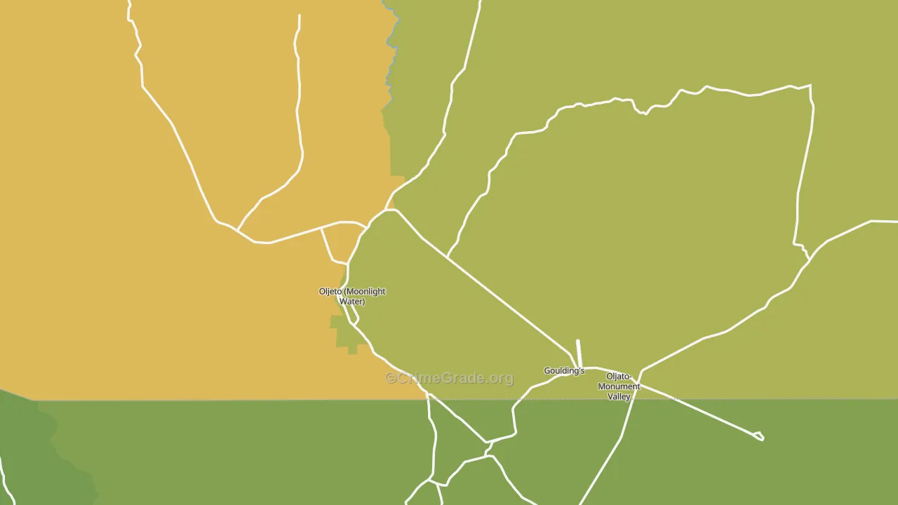 Monument Valley, UT Map of Vehicle Theft Rates