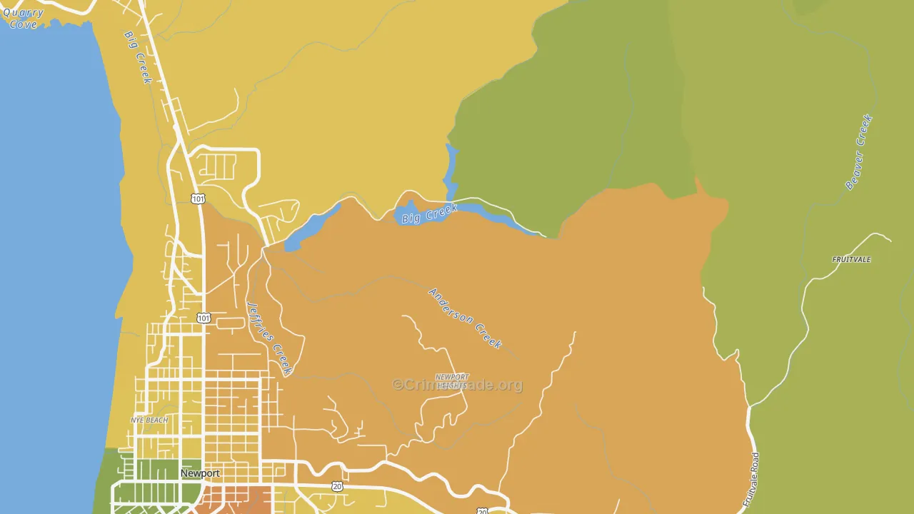 Moody, OR Map of Vehicle Theft Rates