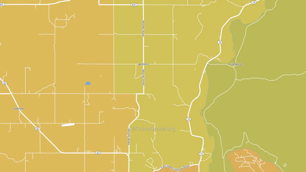 Moodys, OK Map of Vehicle Theft Rates