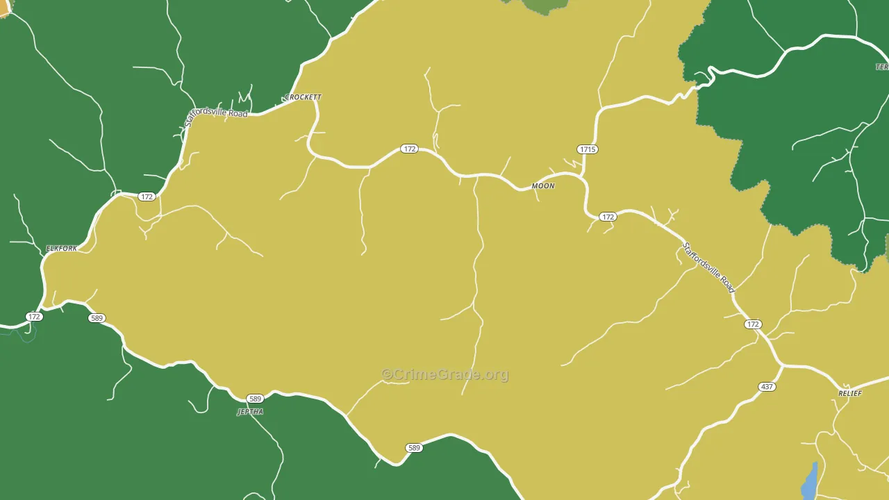 Moon, KY Map of Vehicle Theft Rates