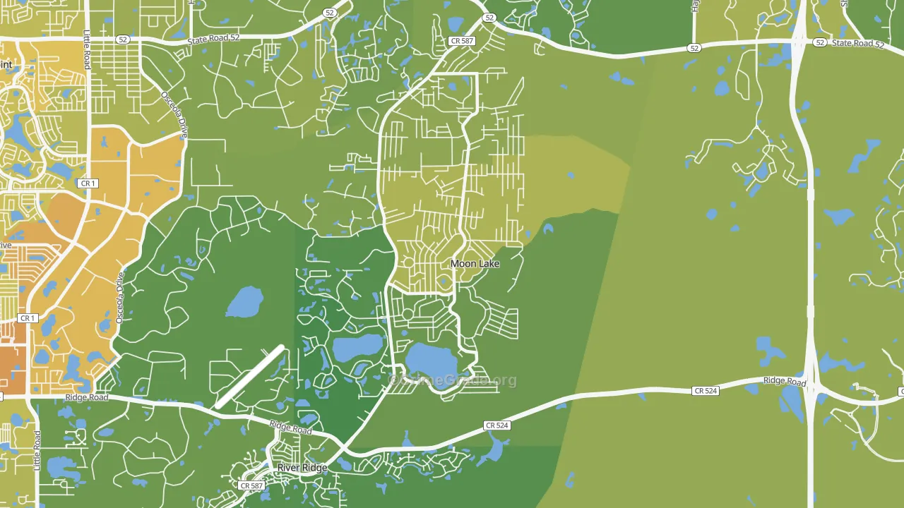 Moon Lake, FL Map of Vehicle Theft Rates