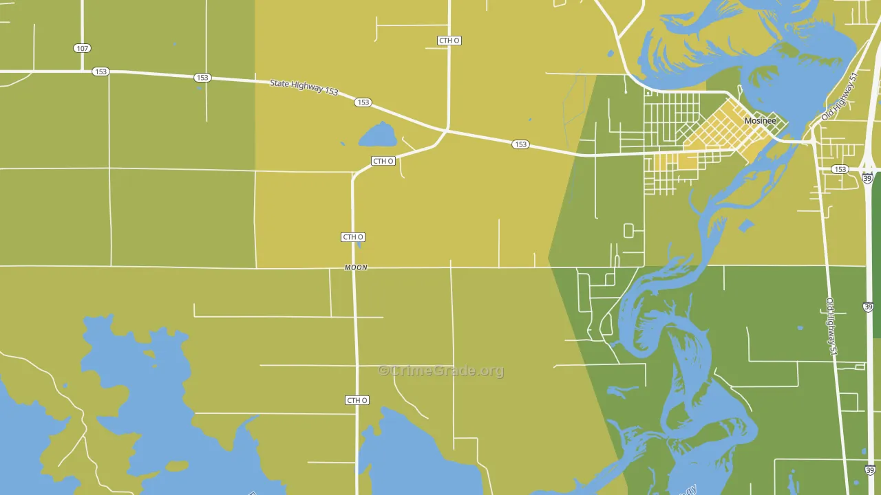 Moon, WI Map of Vehicle Theft Rates