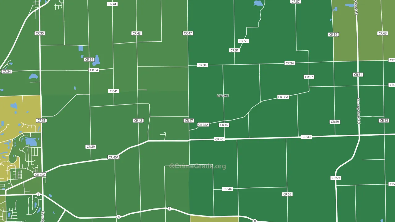 Moore, IN Map of Vehicle Theft Rates