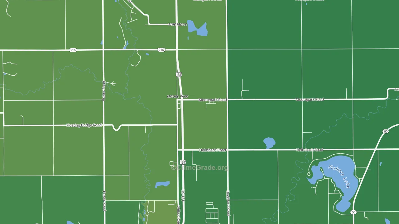 Moore Park, MI Map of Vehicle Theft Rates