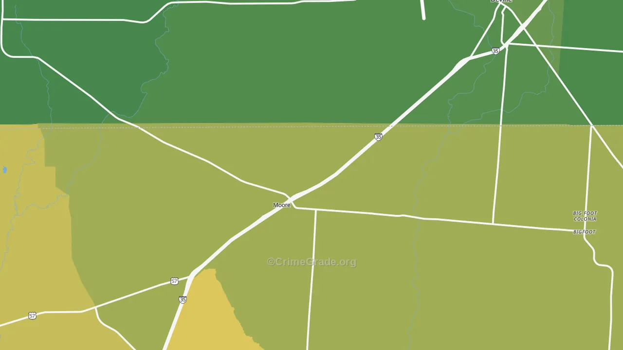 Moore, TX Map of Vehicle Theft Rates