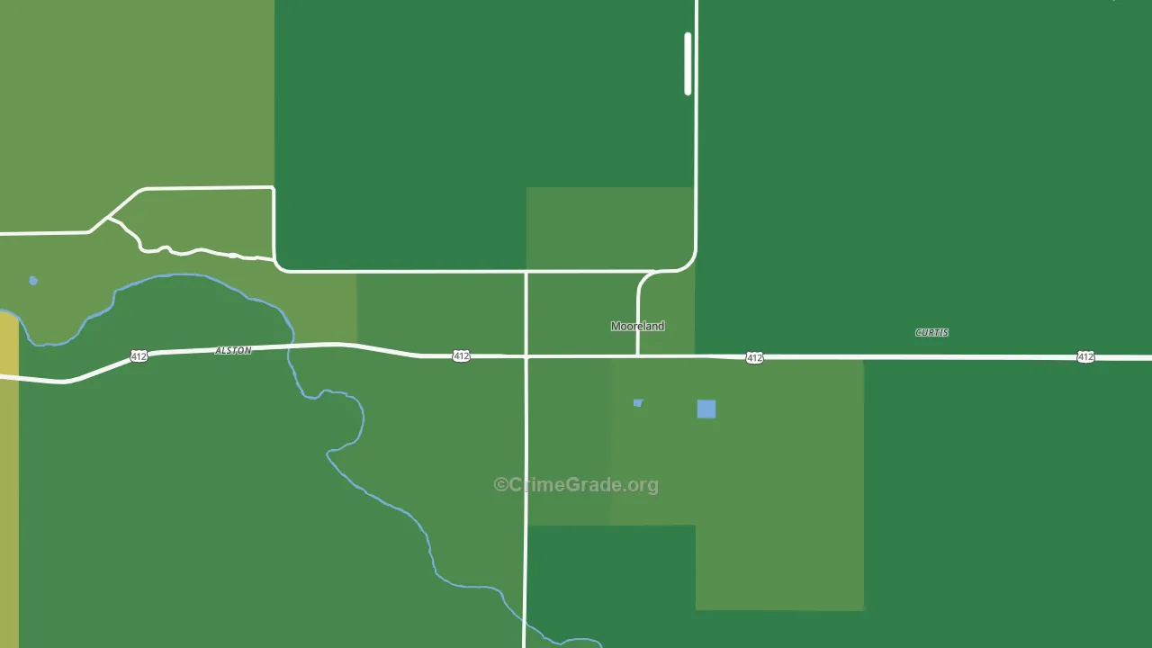 Mooreland, OK Map of Vehicle Theft Rates