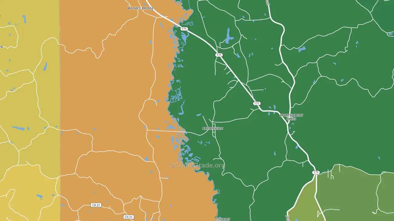 Moores Bridge, AL Map of Vehicle Theft Rates