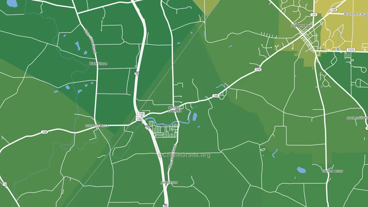 Moores Corners, PA Map of Vehicle Theft Rates