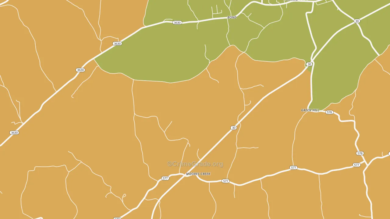 Moores Creek, KY Map of Vehicle Theft Rates