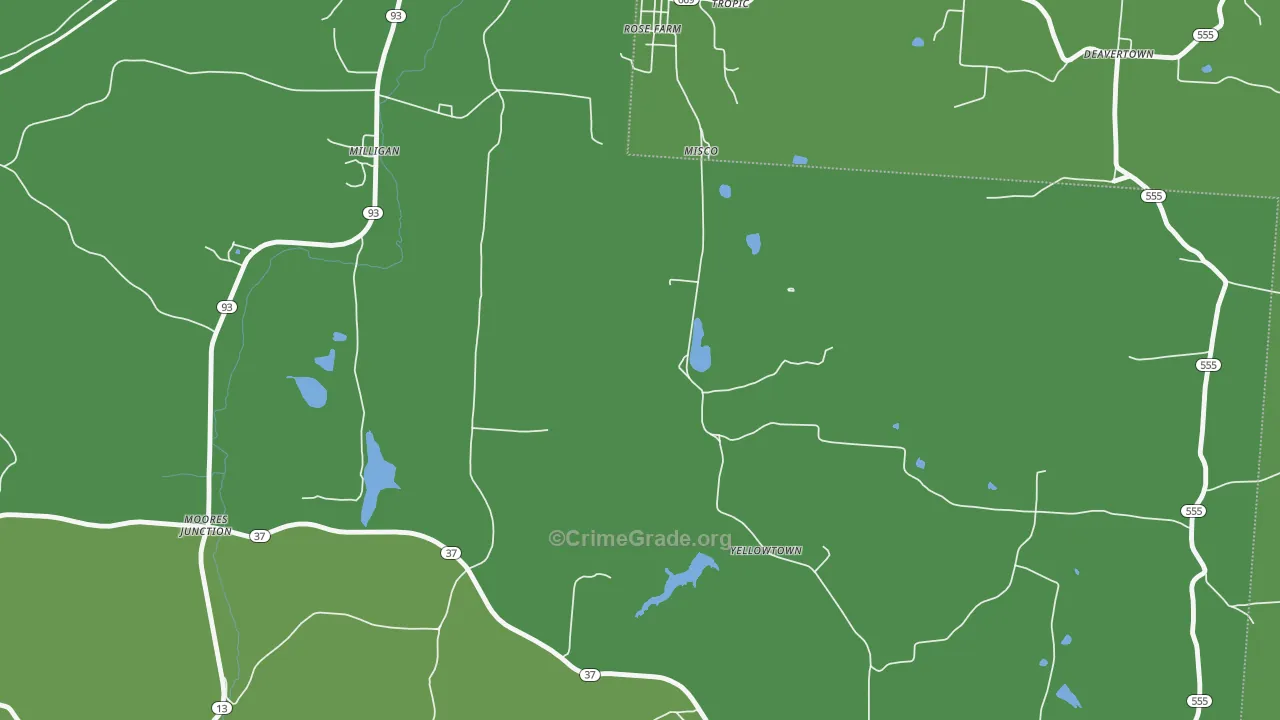 Moores Junction, OH Map of Vehicle Theft Rates