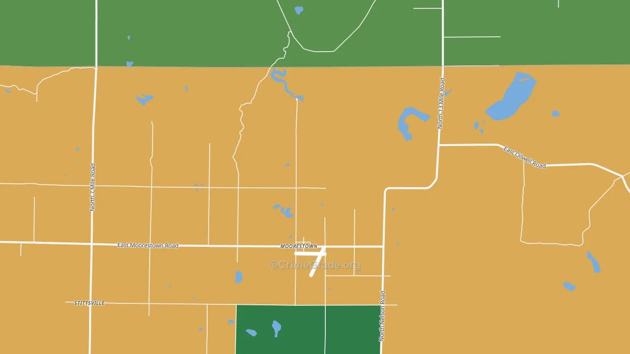 Moorestown, MI Map of Vehicle Theft Rates