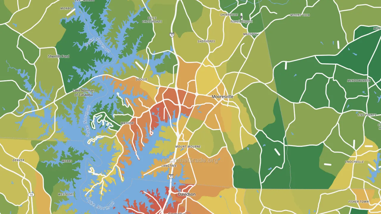 Mooresville, NC Map of Vehicle Theft Rates
