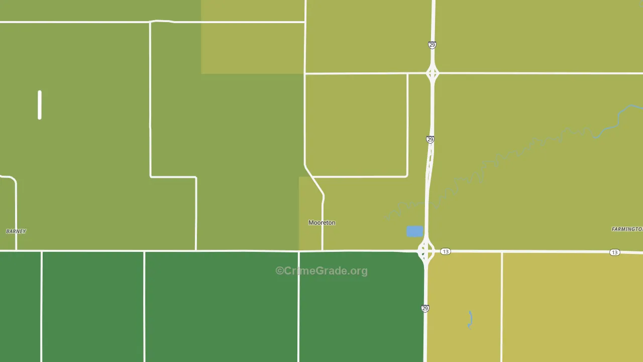 Mooreton, ND Map of Vehicle Theft Rates